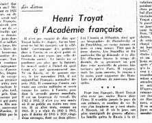 «Henri Troyat à l’Académie française»