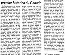 «Le Père Charlevoix, premier historien du Canada»