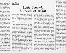 «Louis Sonolet, historien et soldat»