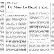 «De Mme Le Blond à Zola»