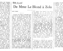 «De Mme Le Blond à Zola»