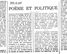 «Poésie et politique»