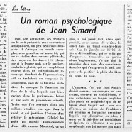 «Un roman psychologique de Jean Simard»