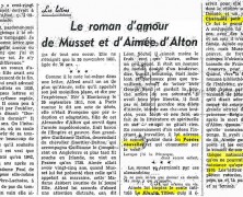 «Le roman d’amour de Musset et d’Aimée d’Alton»