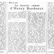 «Le dernier roman d’Henry Bordeaux»