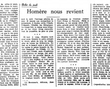 «Homère nous revient»