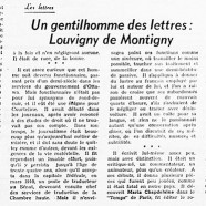 «Un gentilhomme des lettres : Louvigny de Montigny»
