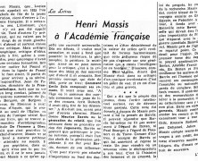 «Henri Massis à l’Académie française»