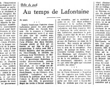 «Au temps de Lafontaine»