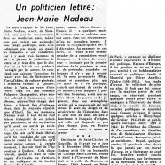 «Un politicien lettré : Jean-Marie Nadeau»