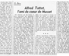 «Alfred Tattet, l’ami de coeur de Musset»