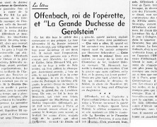 «Offenbach, roi de l’opérette, et « La Grande Duchesse de Gerolstein »»