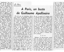 «À Paris, un buste de Guillaume Apollinaire»