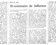 «Bi-centenaire de Jefferson»