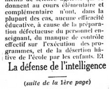 «La défense de l’intelligence»