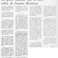 «Un grave malheur que la mort subite de Jacques Rousseau»