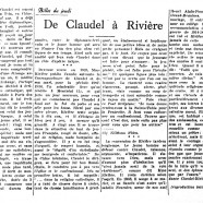 «De Claudel à Rivière»