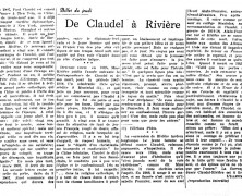 «De Claudel à Rivière»