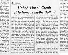 «L’abbé Lionel Groulx et le fameux mythe de Dollard»