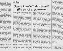 «Sainte Élizabeth de Hongrie : fille de roi et pauvresse»