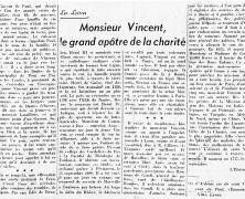 «Monsieur Vincent, le grand apôtre de la charité»