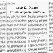 «Louis-D. Durand et son originale fantaisie»