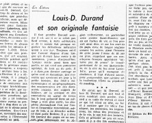 «Louis-D. Durand et son originale fantaisie»