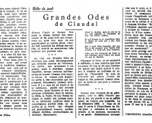 «Grandes odes de Claudel»