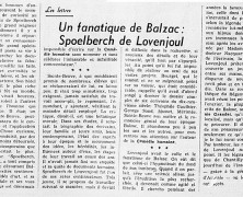 «Un fanatique de Balzac : Spoelberch de Lovenjoul»