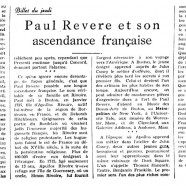 «Paul Revere et son ascendance française»