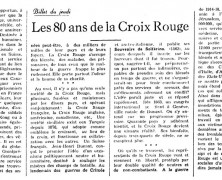 «Les 80 ans de la Croix-Rouge»