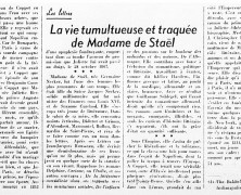 «La vie tumultueuse et traquée de Madame de Staël»