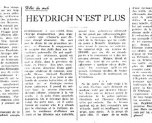 «Heydrich n’est plus»