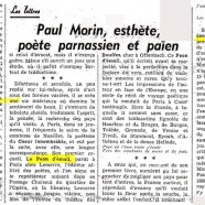 «Paul Morin, esthète, poète parnassien et païen»