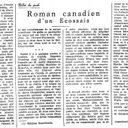 «Roman canadien d’un Écossais»
