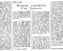 «Roman canadien d’un Écossais»