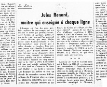 «Jules Renard, maître qui enseigne à chaque ligne»