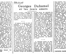 «Georges Duhamel et les jours amers»