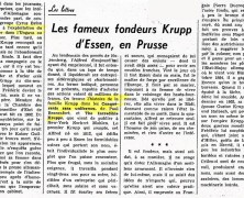 «Les fameux fondeurs Krupp d’Essen, en Prusse»