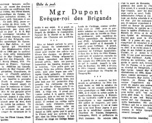 «Mgr Dupont, évêque-roi des Brigands»