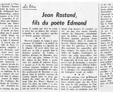 «Jean Rostand, fils du poète Edmond»