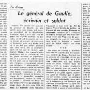 «Le général de Gaulle, écrivain et soldat»