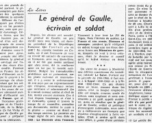 «Le général de Gaulle, écrivain et soldat»