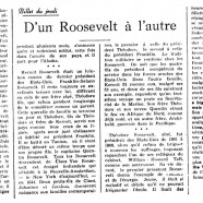 «D’un Roosevelt à l’autre»