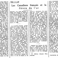 «Les Canadiens-Français et la fièvre de l’or»