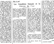 «Les Canadiens-Français et la fièvre de l’or»