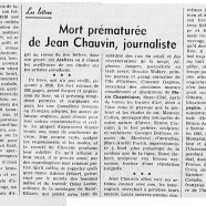 «Mort prématurée de Jean Chauvin, journaliste»