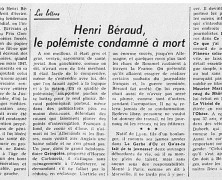 «Henri Béraud, le polémiste condamné à mort»