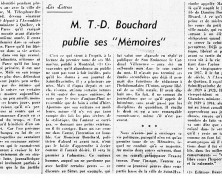 «M. T.-D. Bouchard publie ses « Mémoires »»