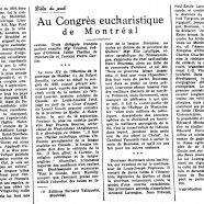 «Au Congrès eucharistique de Montréal»